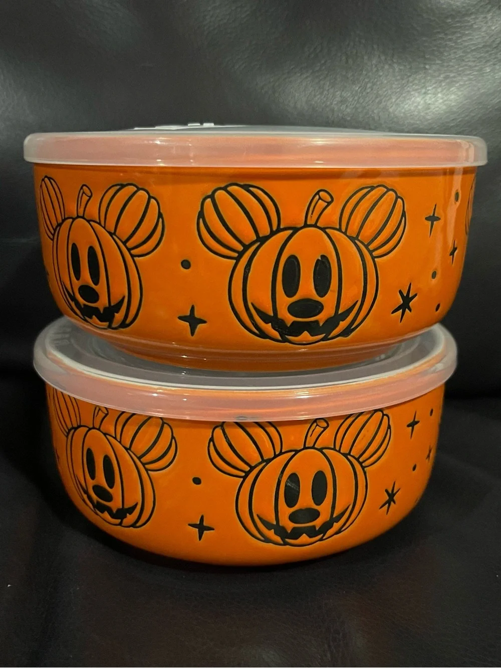 Halloween Pumpkin Themed Mickey Food Storage Bowls with Lids